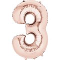 Anagram Anagram 87799 34 in. Rose Gold Number 3 Super Shape Foil Balloon 87799